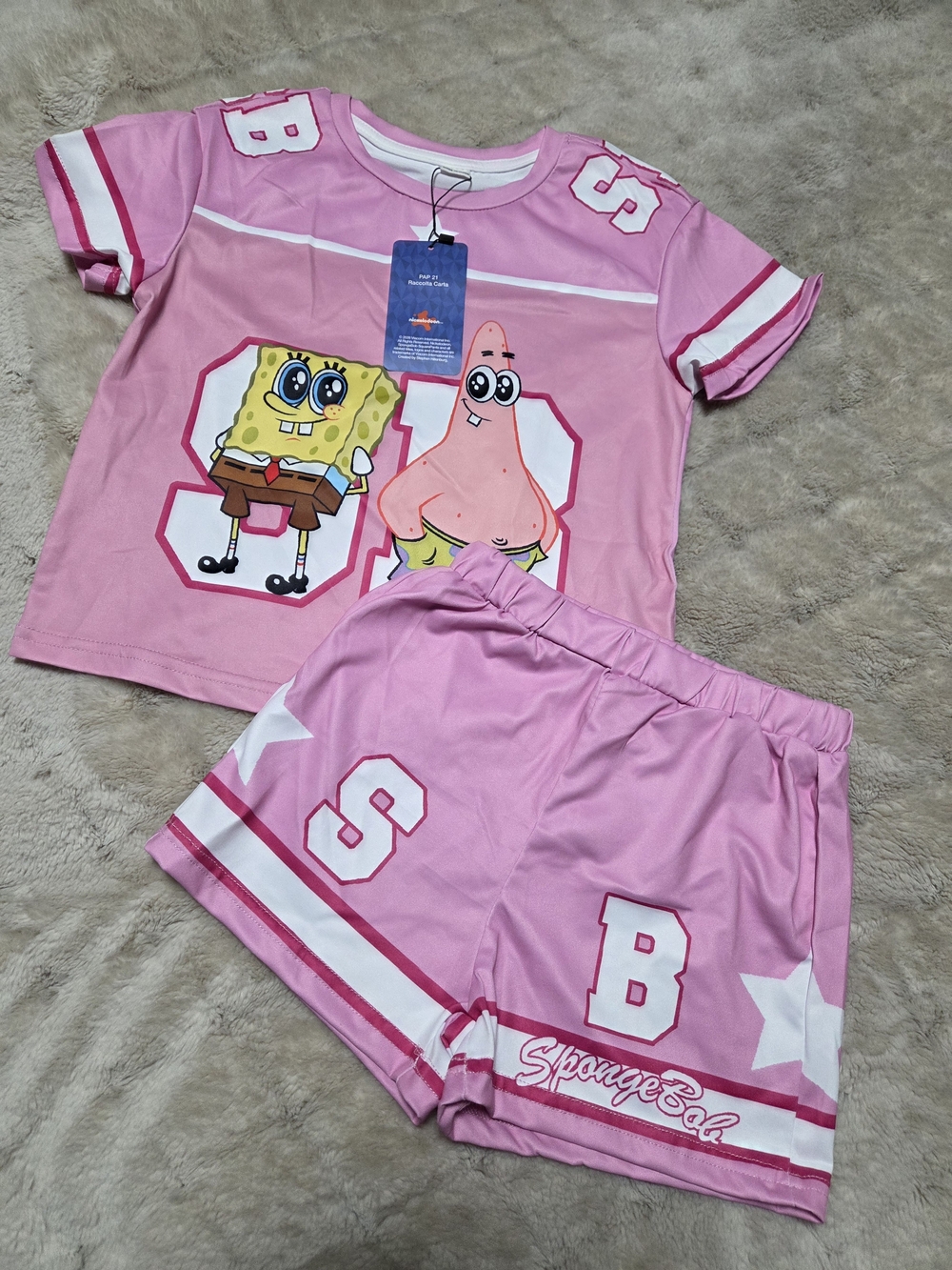SpongeBob Squarepants Pink Short Pajama Set with Patrick Graphic